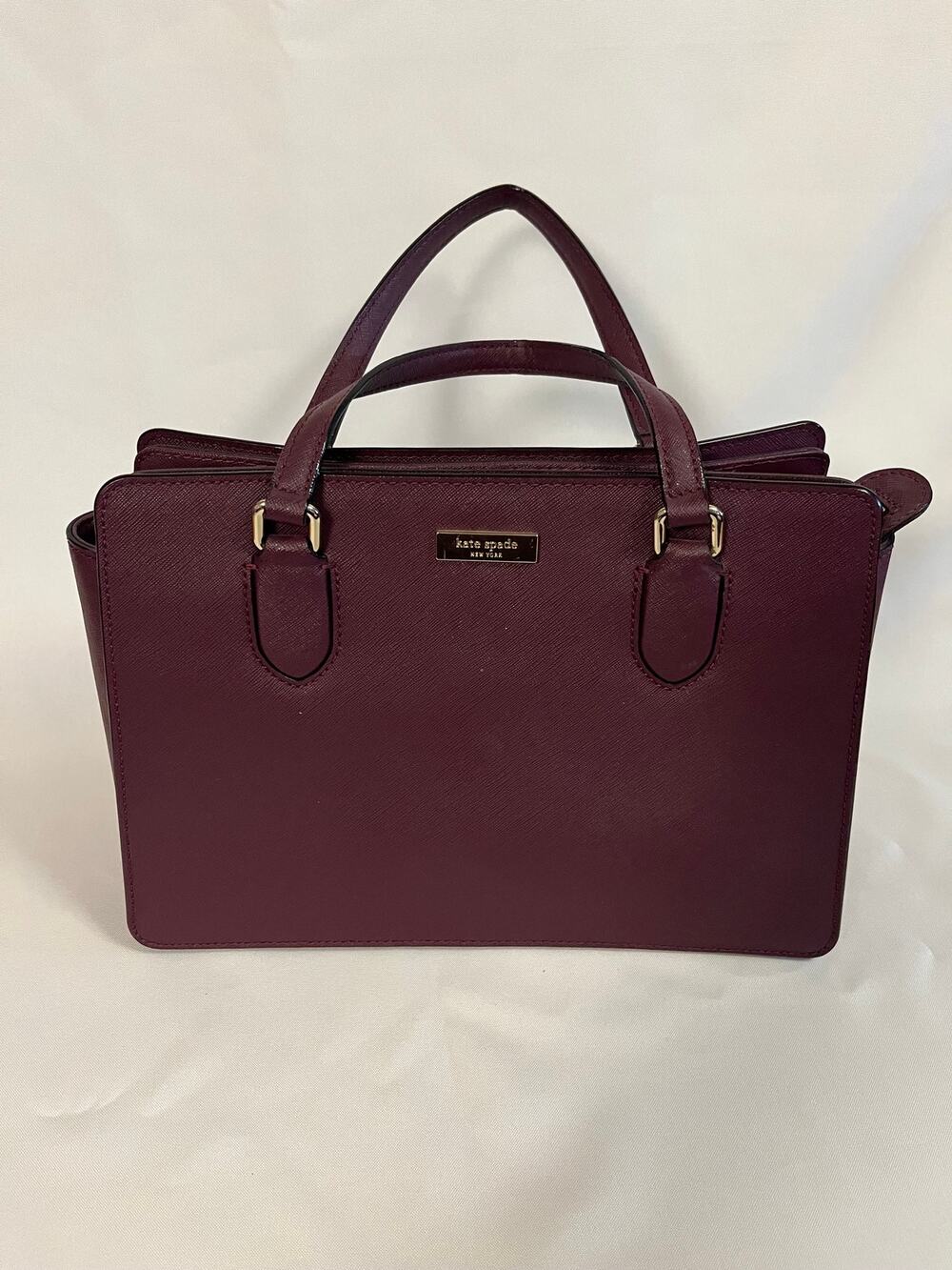 Kate Spade NEW YORK Dark Purple Saffiano Leather Reese Laurel Way Satchel Bag